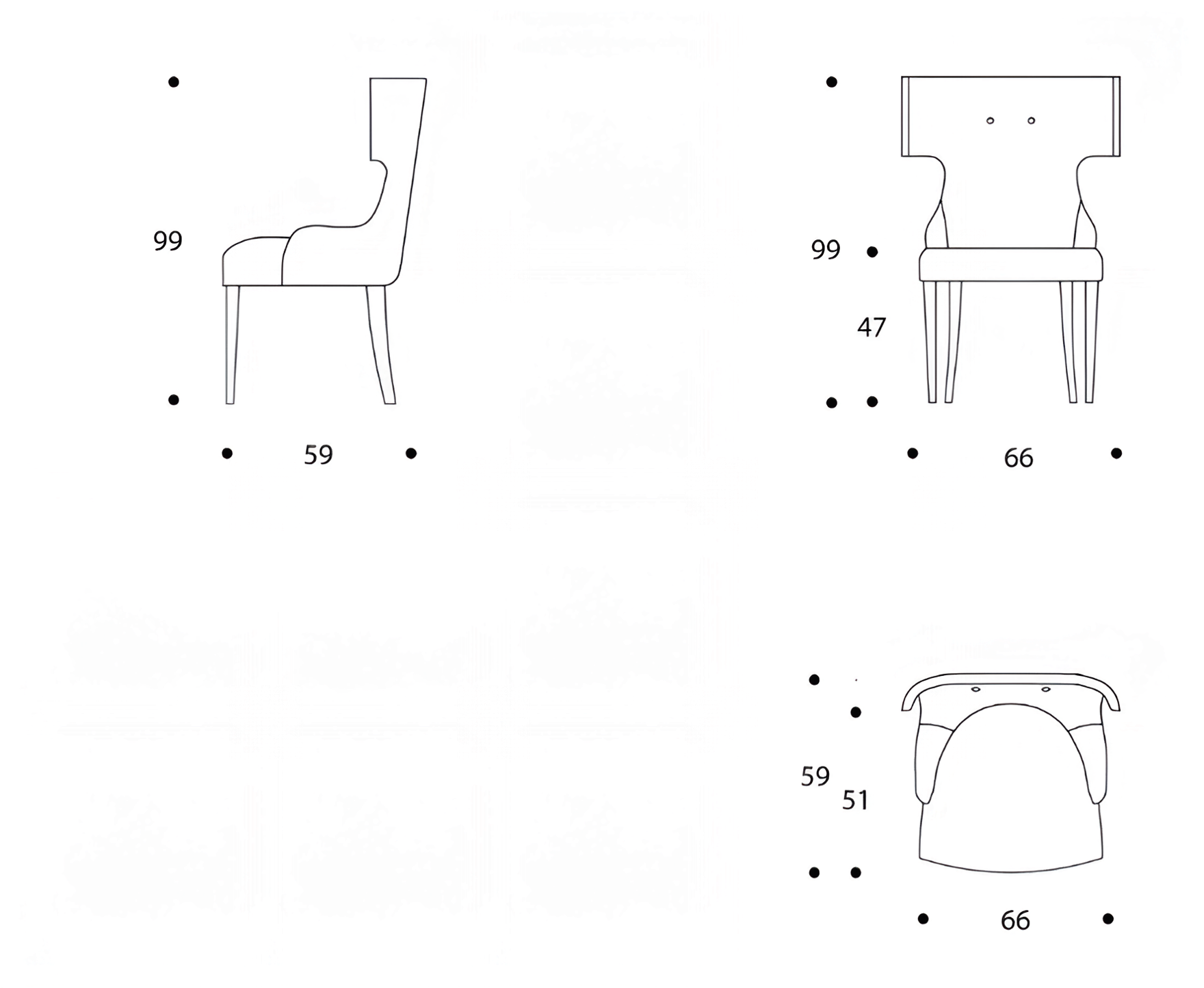 Технические данные и чертежи Стул Greta от фабрики Smania - коллекция Couture